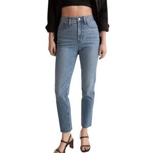 Madewell The Perfect Vintage Earlside Medium Wash Raw Hem Cut Off Hemp Jeans